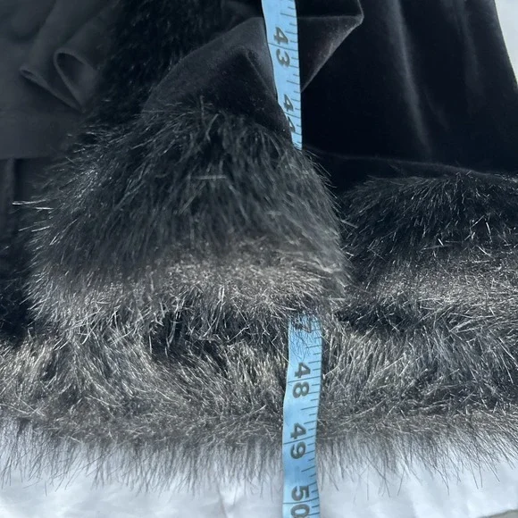 Betsey Johnson Penny Lane Coat Womens S Black Velvet Faux Fur Trim Y2K Glam - Picture 10 of 13